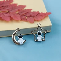jeque 10pcs astronauts enamel charms alloy moon stars cosmonaut pendant diy earring bracelet finding jewelry making accessory