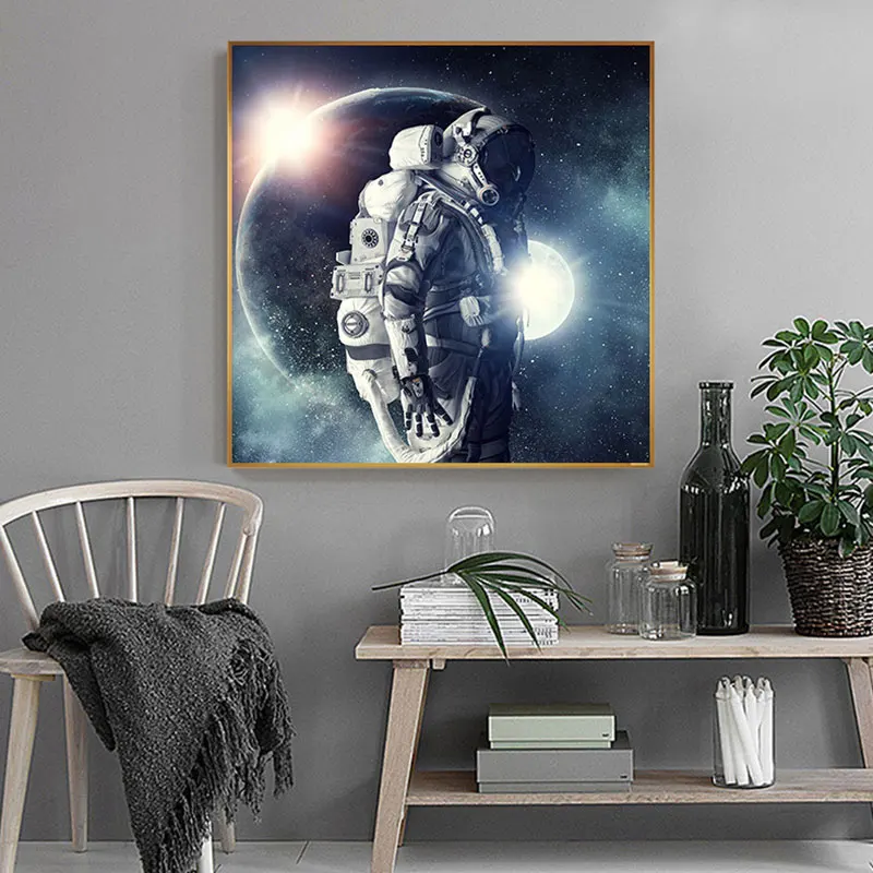 Модные плакаты на холсте с изображением космоса планеты пейзажа настенные