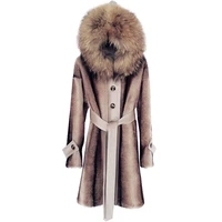 2021 winter new coat long imitation mink fur pie overcoming womens loose large size long sleeved coat raccoon fur collar fur