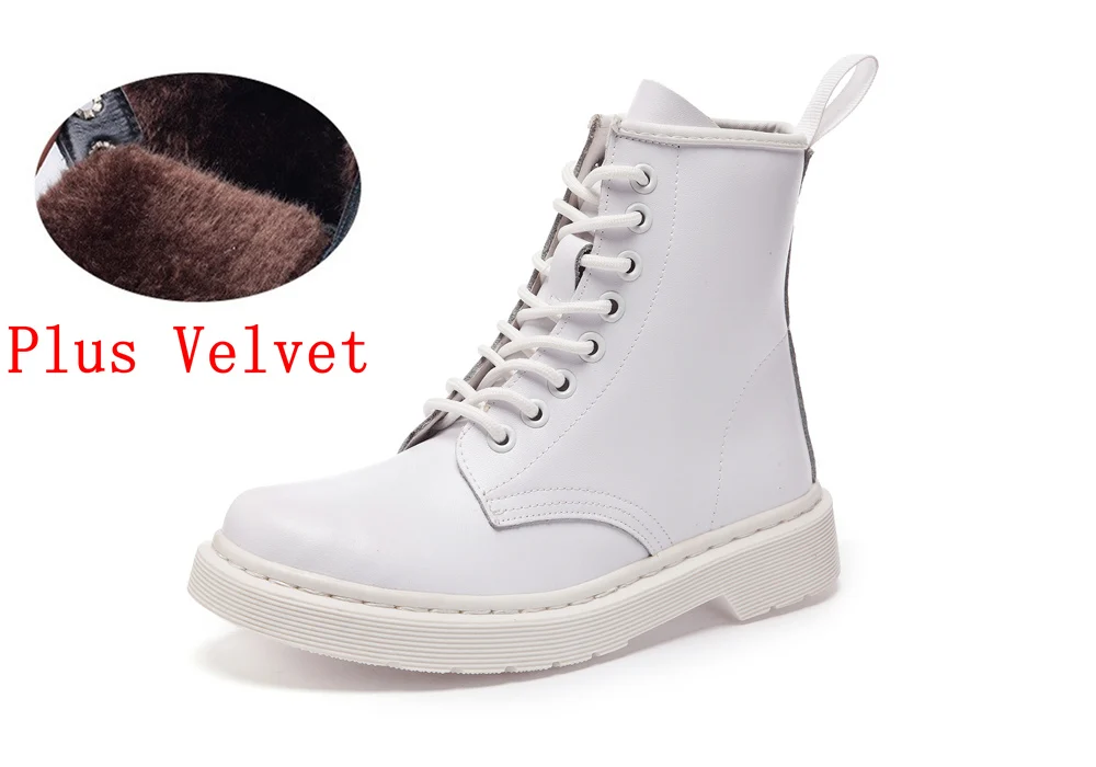 Женские ботинки; doc martins; ; винтажные классические ботинки martin в британском стиле; женские мотоциклетные ботинки на толстом каблуке; Bota Feminina Dr's Shoes - Цвет: Pure White Fur