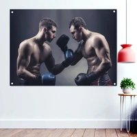 boxers intrepid fighting posture wallpaper wall art tapestry kickboxing muay thai martial arts banners flags canvas painting