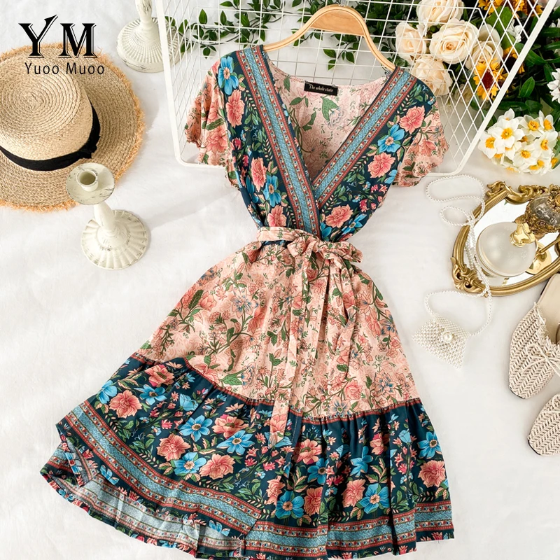 YuooMuoo винтажное праздничное платье в национальном стиле с цветочным принтом
