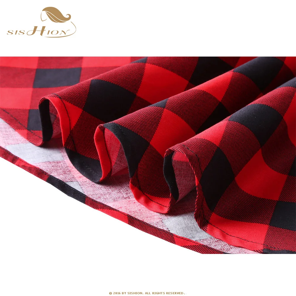 Пикантная винтажная мини-юбка SS0008 черный красный летняя клетчатая юбка размера