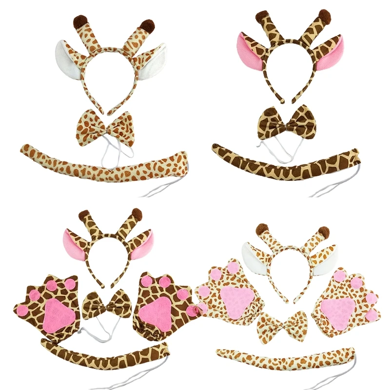 

Животные Deerlet косплей фантазии карнавал Вечеринки аксессуары подарки с жирафом уши резинки для волос хвост бабочка для взрослых детей