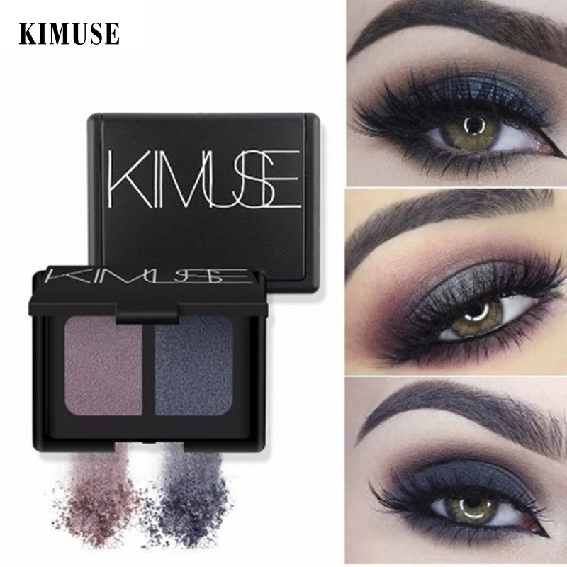 KIMUSE 2 Colors Double Eeyshadow Palette Shimmer Glitter Waterproof Long-lasting Eye Shadow Smoky Makeup maquillaje Cosmetic |