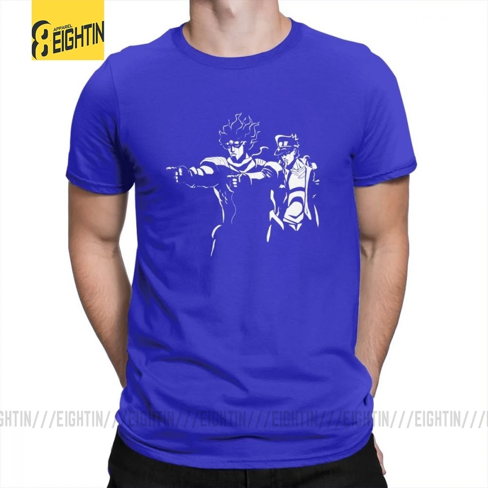 JoJo Необычные Приключения стенд фантастика футболка винтажные футболки новые с коротким рукавом Crewneck очищенный хлопок уютные мужские футболки - Цвет: Синий