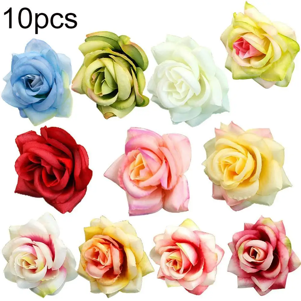 

Hot Sales! 10Pcs Artificial Rose Silk Flower Head DIY Wedding Christmas Wreath Craft Decor