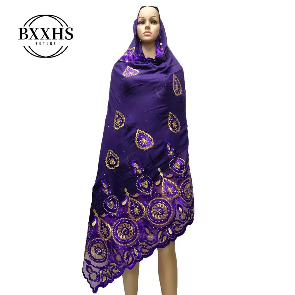 2019 Новые африканские женские шарфы мусульманские вышивка мягкий хлопок длинный