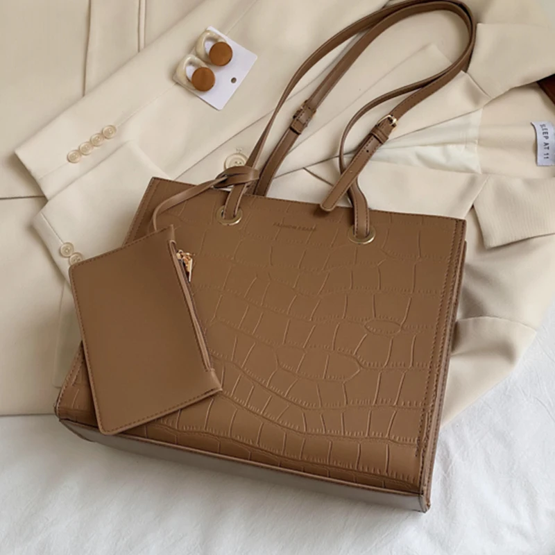 Женская кожаная сумка-тоут вместительная сумка из композитного материала с