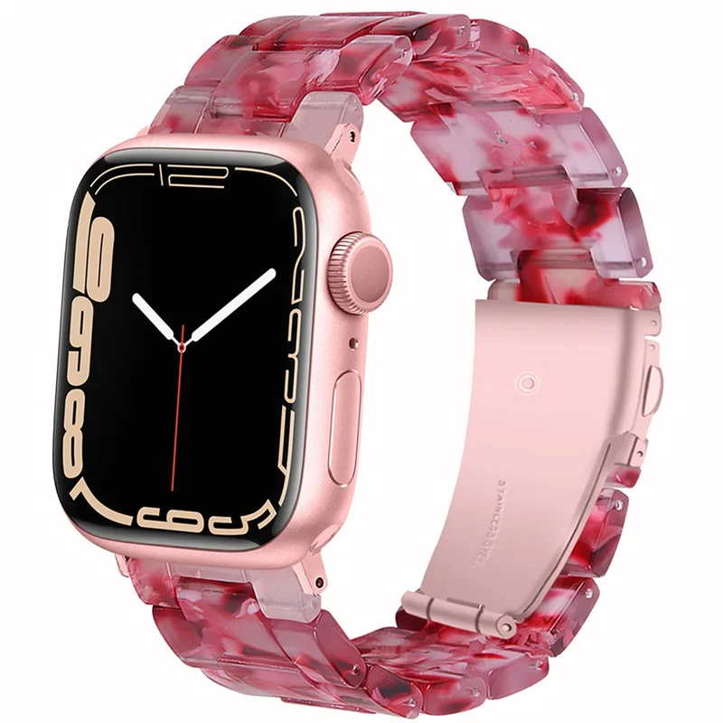 

Strap for apple watch band 44mm 40mm 41mm 45mm Resin correa 42mm/38mm women smartwatch bracelet for iwatch series 7 6 se 5 4 3