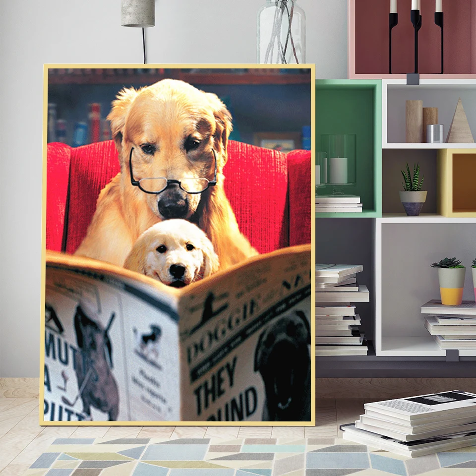 5D алмазная картина полная круглая собака читается изображение страз вышивка