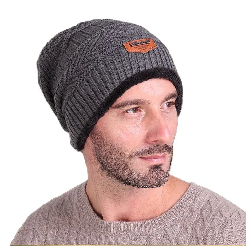 Мужская зимняя шапка облегающая Вязаная Шапка бини для мальчиков шапки теплая s