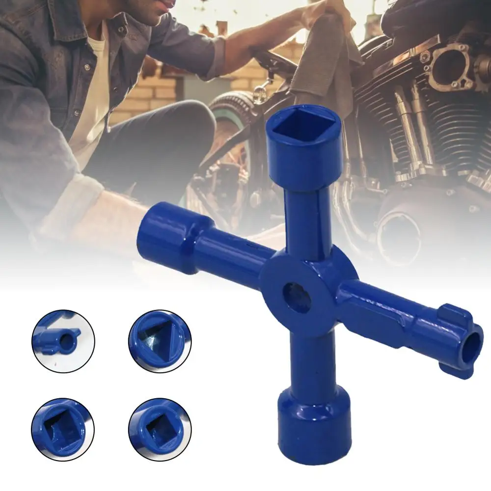 

Four-Way Universal Triangle Wrench Key Electric Control Cabinet Cross Wrench Plumber Valve Triangle Home Car Tools Accessories