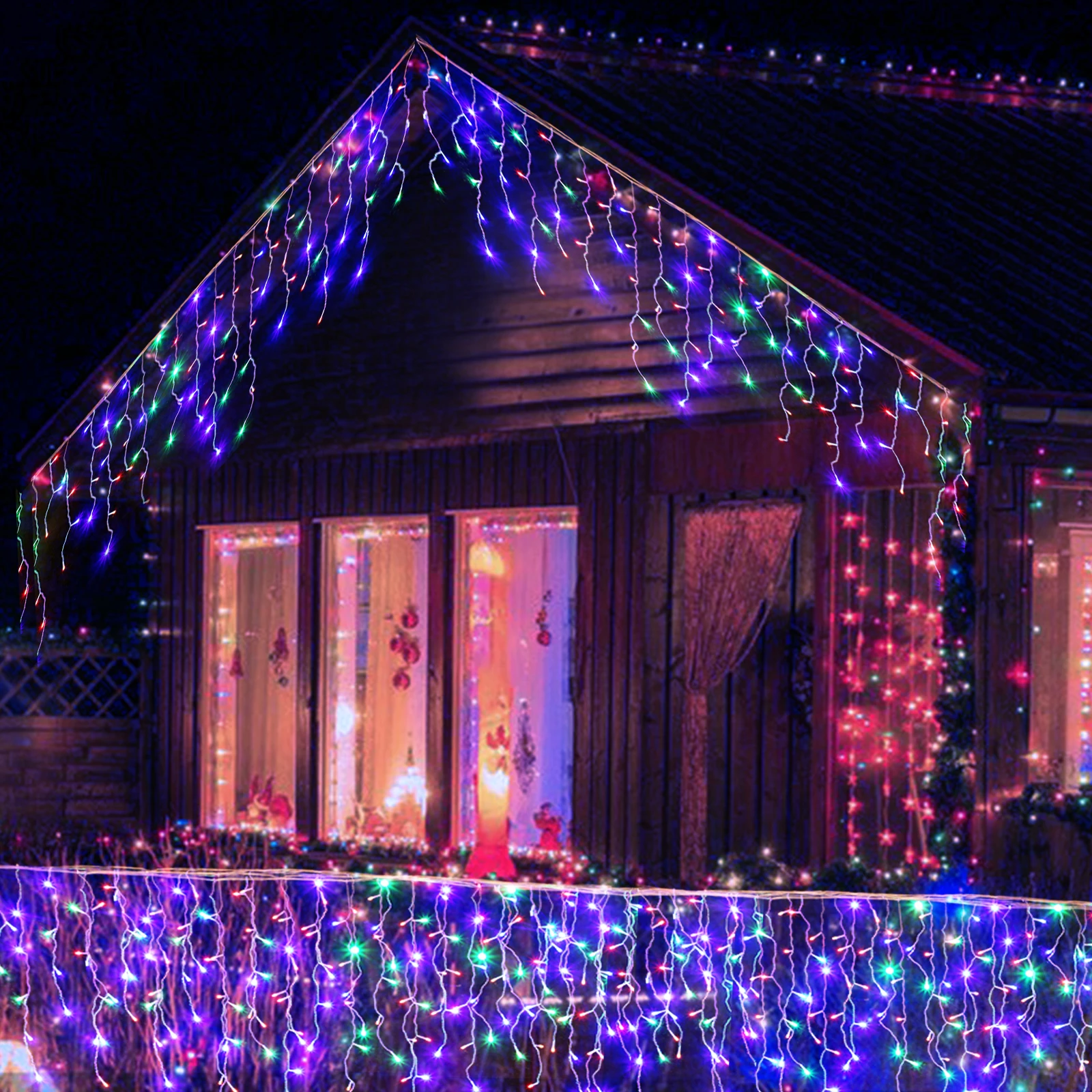 

Рождественские украшения для дома, уличная светодиодная гирлянда-занавес в виде сосулек, уличная Гирлянда для дома, зима 220 В, 3 м, свисающая ...