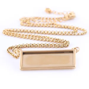 5 шт. 56 см длинная цепочка с подвеской ожерелье с оправой заготовки подходит для 10x30 мм Прямоугольный Кабошон Базовые лотки Diy ювелирные аксессуары