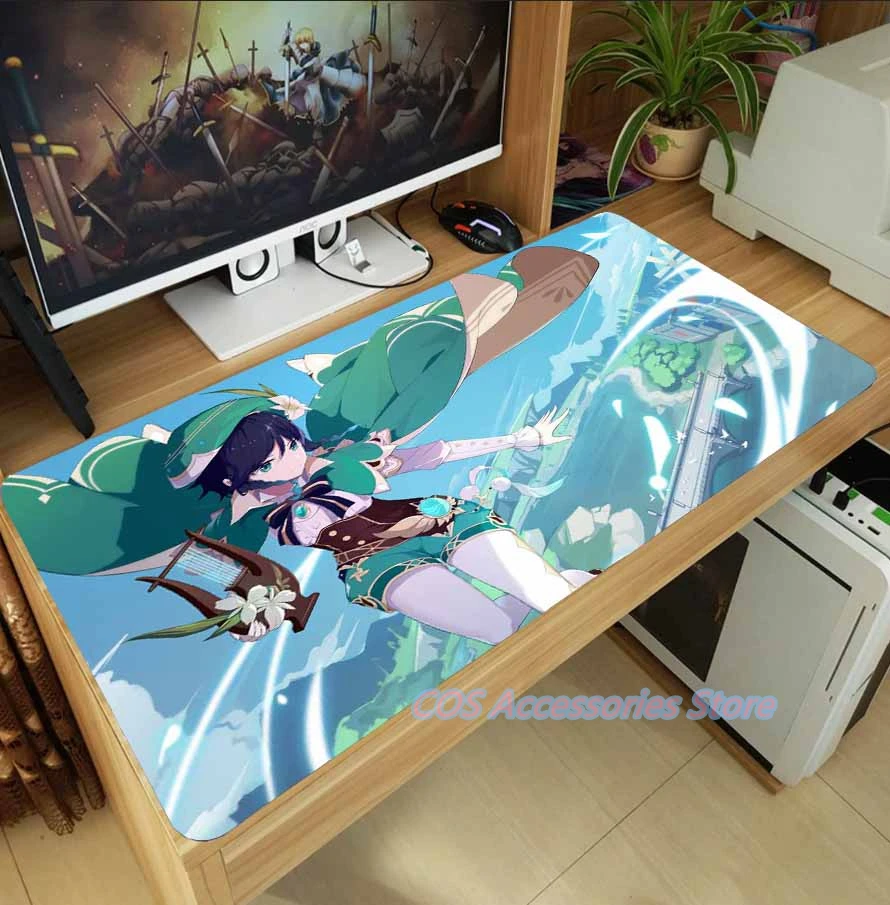 anime genshin impact lumine amber mouse pad mice mat large thicken pc laptop keyboard table pad gaming play mat otaku xmas gifts free global shipping