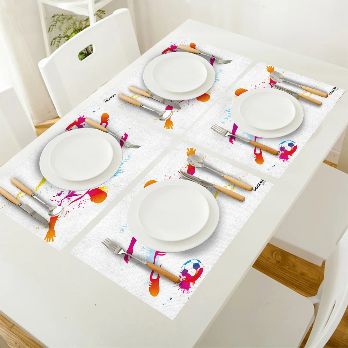 4/6pcs Placemats Red Purple Character Football Sport Dining Table Runner Place Mat in Kitchen Accessories Bar Coaster | Дом и сад