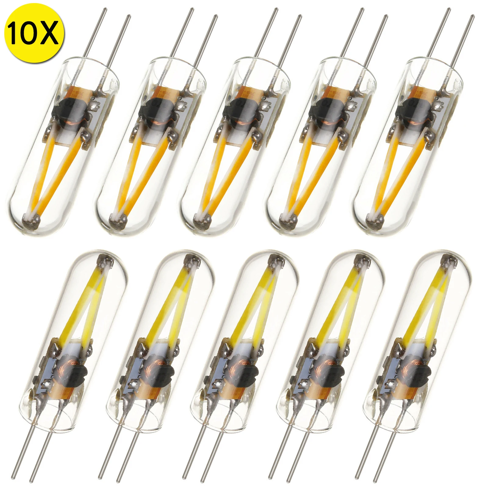 10Pcs Mini G4 LED Light Bulbs AC/DC 12V COB Filament Glass Cover Candle Lamp 3W for Home Living Room Replace Chandelier Halogen