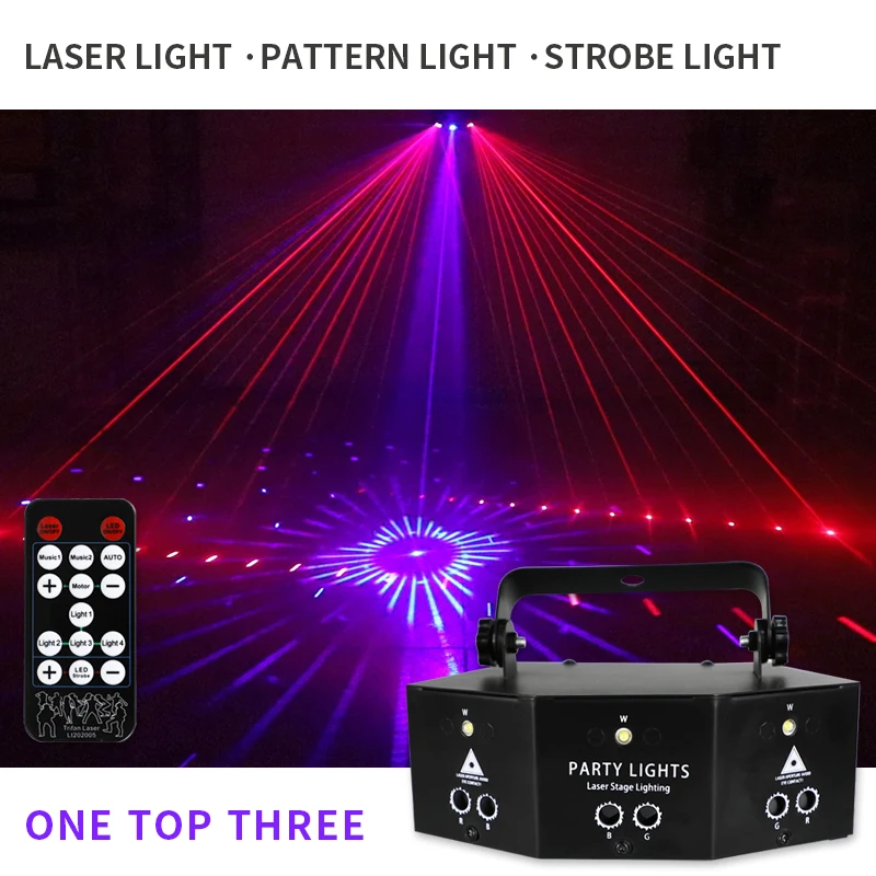 

OULALA Laser Lamp Flashlight Sound Control Stage DJ Light with Remote Control 9 Holes For KTV Christmas Projection Light