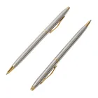 Ручка шариковая вращающаяся из нержавеющей стали с чернымисиними чернилами, 1 шт.