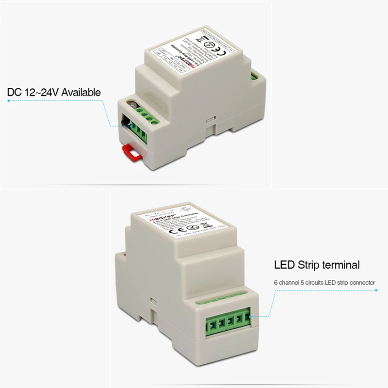 Контроллер Miboxer LS2S для светодиодных лент DIN-рейка 5 в 1 одиночных/CCT/ RGB /RGBW/ + CCT общий