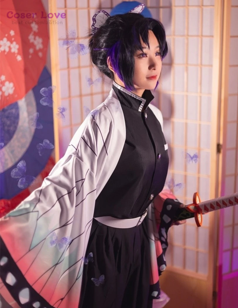 Убийца демона: Kimetsu no Yaiba Kochou Shinobu; карнавальный костюм на Хэллоуин; новогодний Рождественский Костюм
