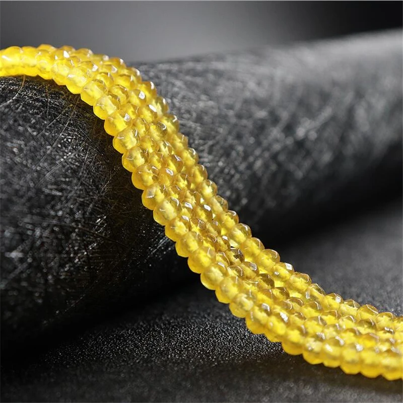 Колесо бусины желтый натуральные нефриты камень халцедон граненые бусинки rondelle