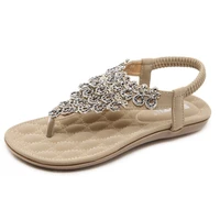 2021 women new summer sandals floral flip flops rhinestone bohemia flat shoes bling open toe shoes girls slippers