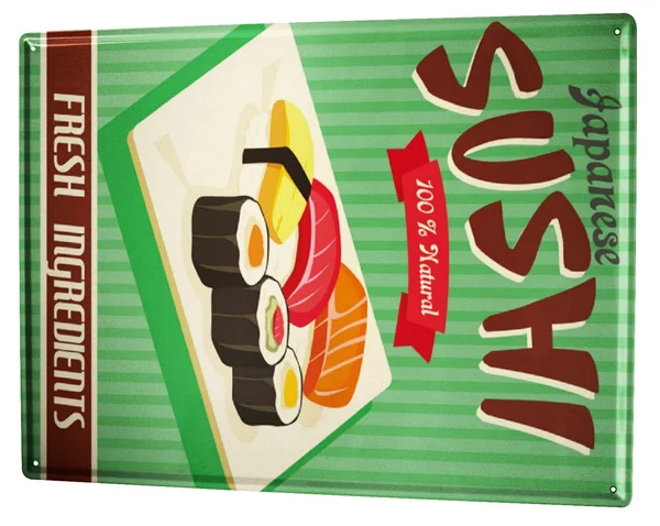 

Tin Sign Nostalgic Fun Sushi Japan Coffee Bar Decoration
