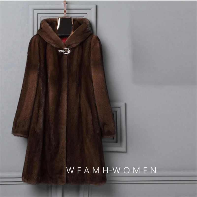 Mink Fur 2023 Imitation Mink Coat Jacket Mink Coat Women's Long Haining Mink Hooded Spot Noble Blessing Trend Warm Fashion