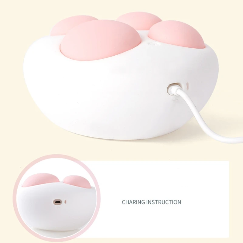 

Cat Paw Silicone LED Night Light USB Rechargeable Dimmable Lamp 7 Color Changing
