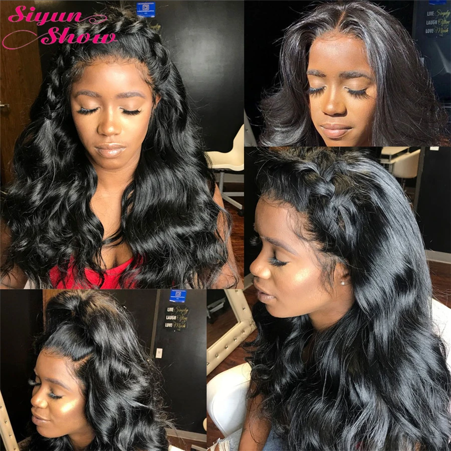 

Siyun Show 44 Closure Wig 28 inch Brazilian Body Wave Closure Wig Remy Lace Front Human Hair Wigs for Women With Baby Hair