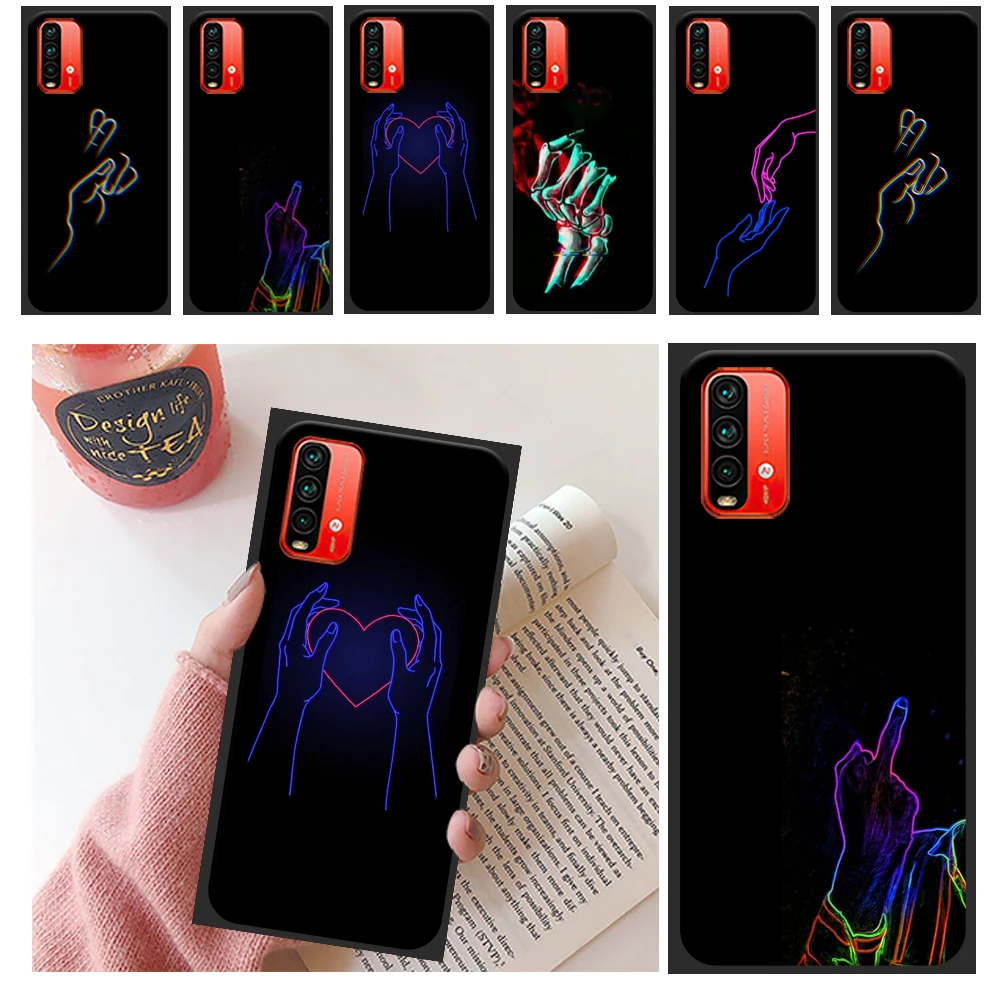 

Hand Love Tavid Phone Case For Xiaomi Redmi Note 9 9T 9S Pro MAX 5G Pro Black Clown Smiley Lips Cases Carcasa Soft TPU Coque