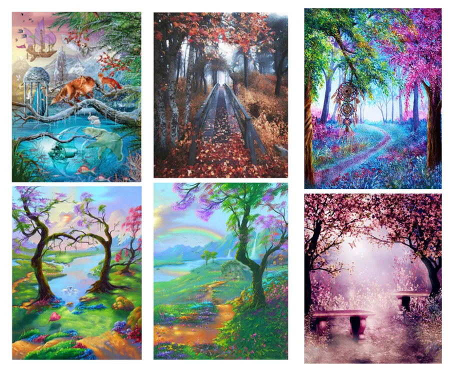 Алмазная живопись 5D сделай сам рисунок с кленовыми листьями деревенским