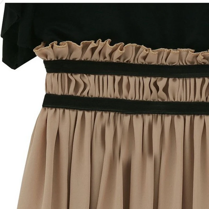 Женское шифоновое платье макси с высокой талией и оборками на рукавах|maxi dress|chiffon