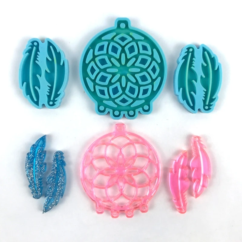 

U90E Dream Catcher Feathers Earrings Epoxy Resin Mold DIY Crafts Casting Tools Jewelry Pendant Silicone Mould