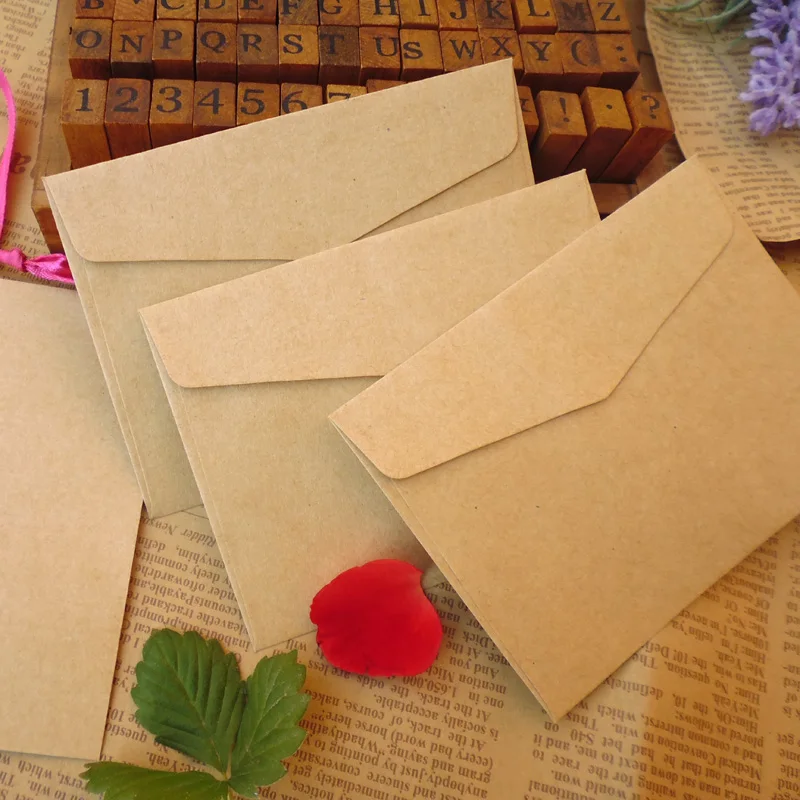 

300pcs Wholesale 10x7.5cm Vintage Blank Kraft Paper Envelope ,Plain Kraft Gift Small Paper Bag for Party Messaage Card