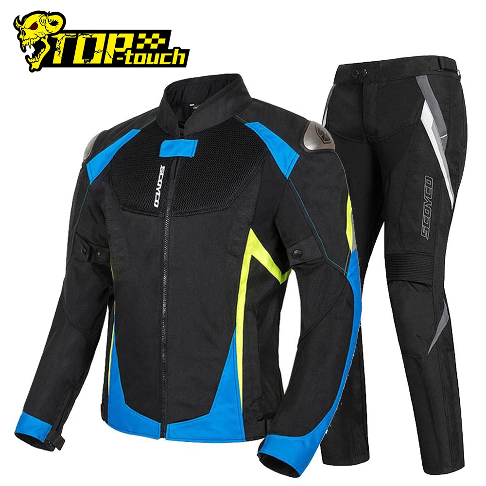 Мотоциклетная куртка SCOYCO + брюки для мотокросса летняя дышащая Светоотражающая