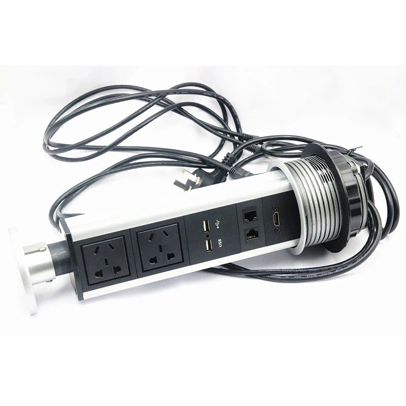 Ручной вытягивающий всплывающее настольное гнездо питания для дома 2