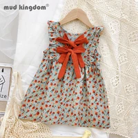 mudkingdom vest princess dress for girls summer bow knot crew neck sleeveless floral dresses toddler casual fashion clothing