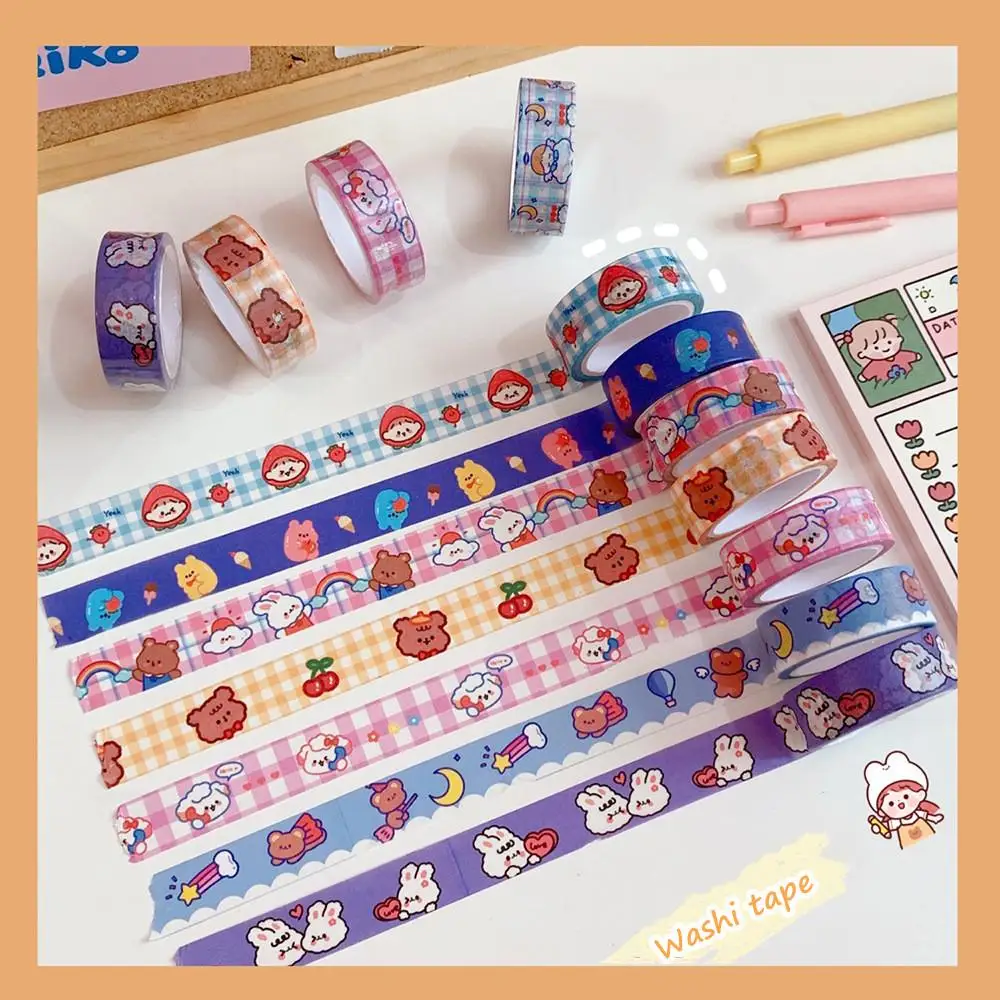 

5M Cute Bear Rabbit Washi Masking Tape Diary Journal Decorative Adhesive Tape Gift School Stationery Adhesive Office Supplies