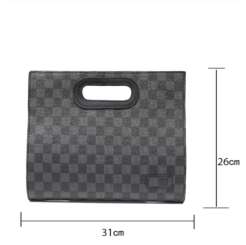 

Male Envelope bag Plaid Design Leather Male Clutch Handbag Fashion Large Purses Day Clutches For Man Business Man Bag For iPad