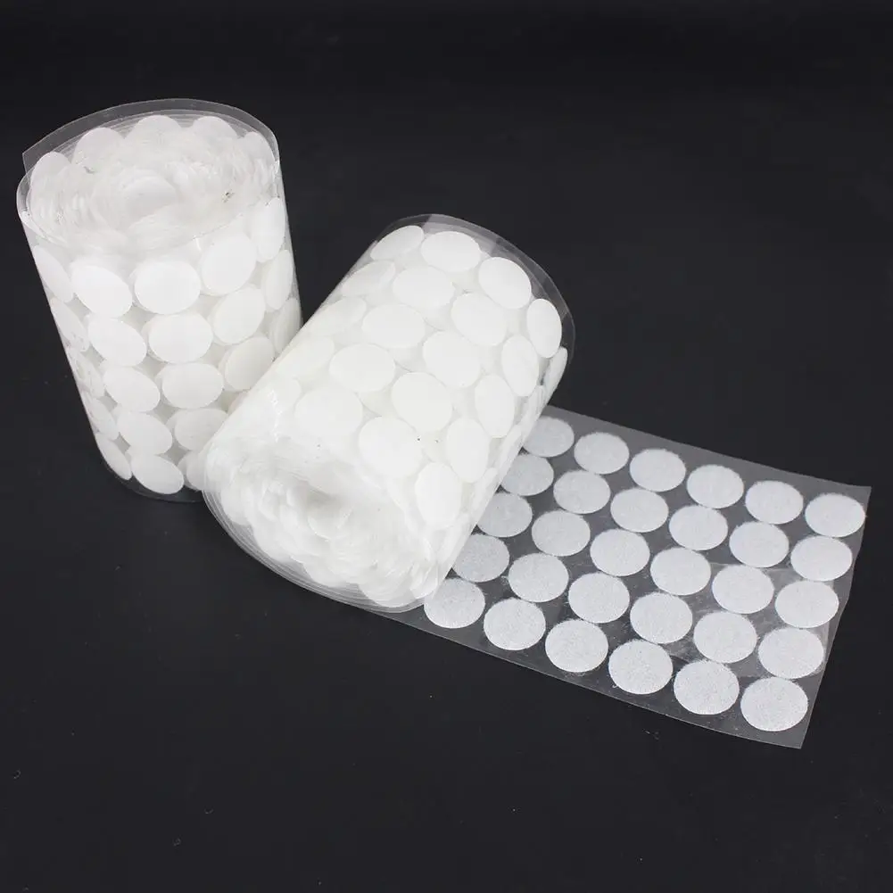 Самоклеящиеся круглые точки из липучки на 100 пар, 20мм, сильный клей, белые и черные.