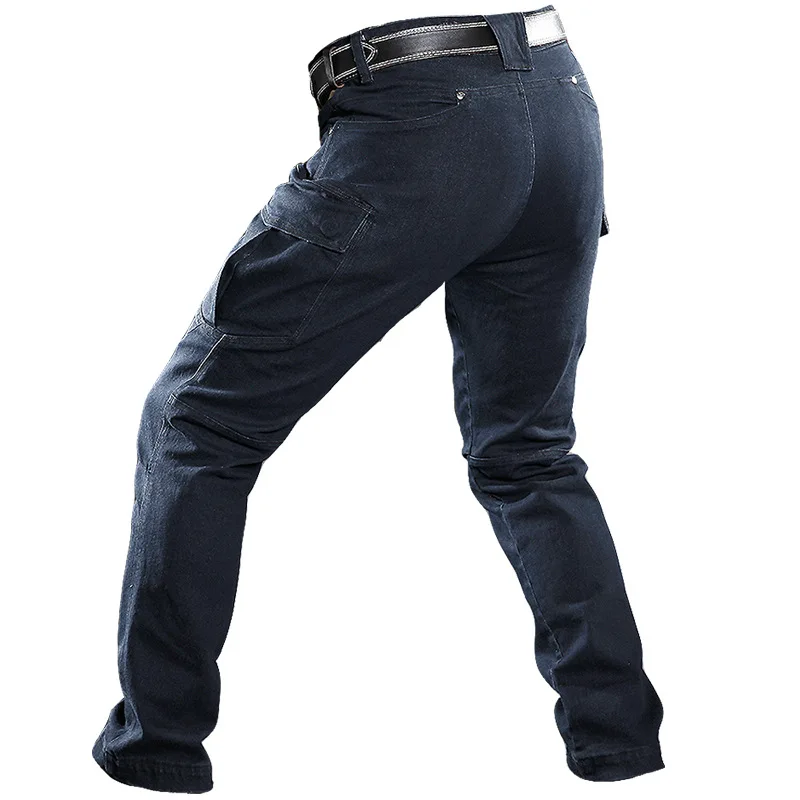 Men Tactical Jeans Stretchy Denim Trousers Comfortable Full Length Multi Pockets Commuter Wear resistant Work Denim Pants  S-2XL