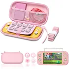 Розовый чехол для переноски Sakura для Nintendo Switch Lite, чехол с пленкой, стеклянные захваты для большого пальца, защитный милый кошелек, наплечный ремешок на запястье