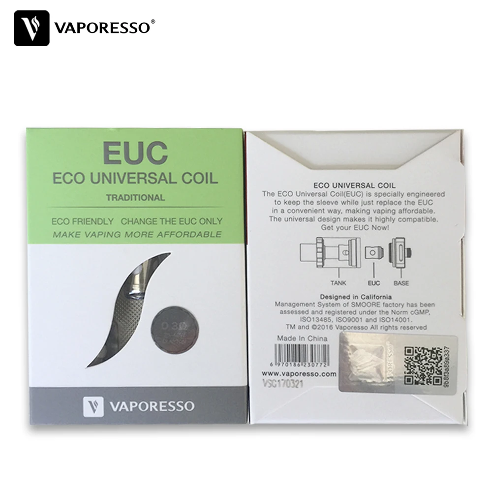 Vaporesso SS316L керамическая традиционная катушка EUC 0.3ом 0.5ом 0.6ом 0.4ом катушка для Veco Plus Танк VM Veco Estoc Mega Estoc танк