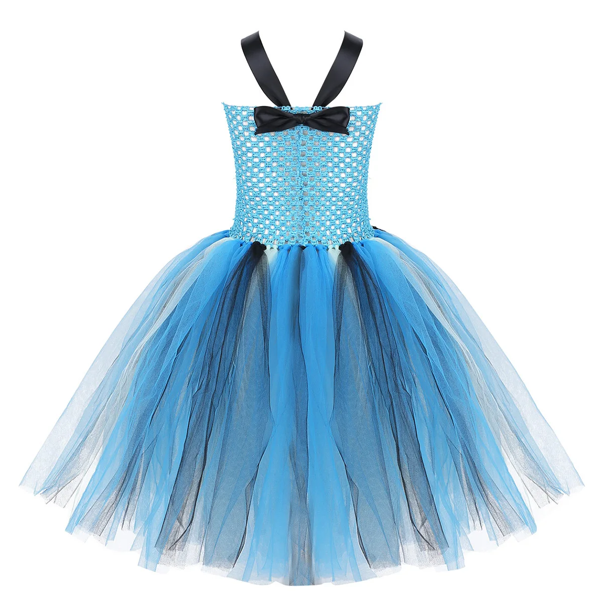 Детское Сетчатое милое платье-пачка без рукавов с павлиньими перьями и 3D