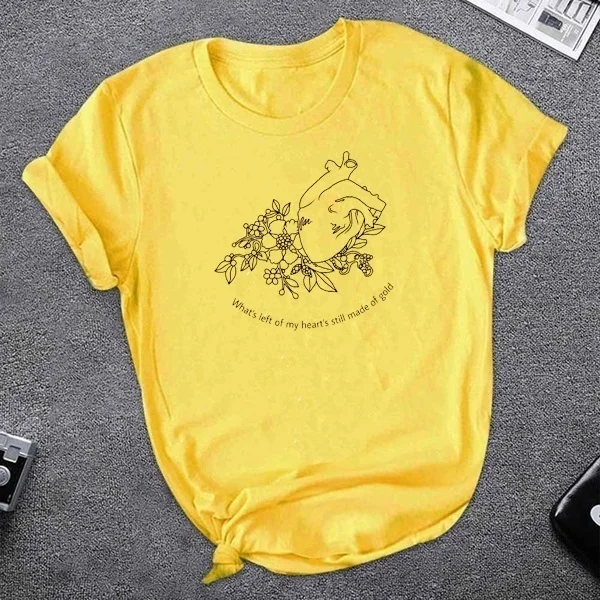 

VIP HJN Whats Left of my heart Flower Printed Summer Fashion Street Style Casual Funny Female Tee