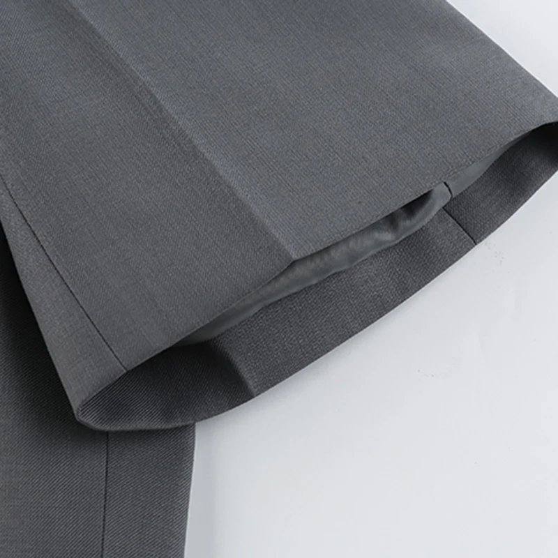 

VGH Casual Loose Gray Blazer For Women Notched Short Sleeve Korean Short Patchwork Blazers Females Summer Fashion Clothing Style