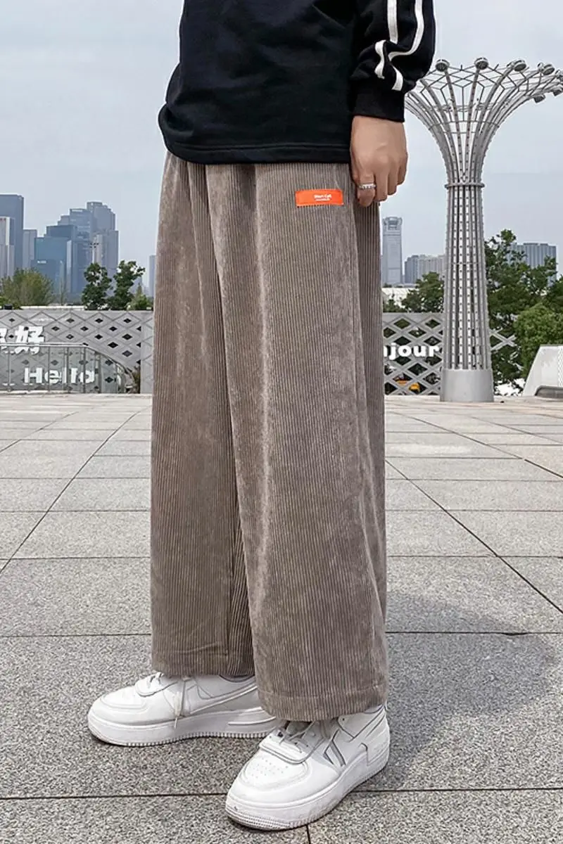 

Men's trousers 2020 Autumn winter new slim pure color wick wide legs versatile trousers casual fashion youth men's wear